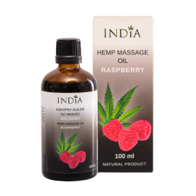 Produit CBD : Huile de massage au CBD & framboise (100ml) - INDIA COSMETICS