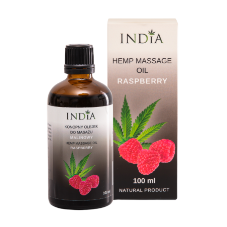 Produit CBD : Huile de massage au CBD & framboise (100ml) - INDIA COSMETICS