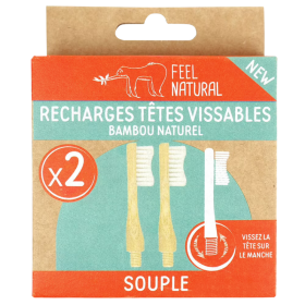 Lot de 2 recharges brosse à dents vissable - FEEL NATURAL souple