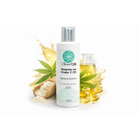 Produit CBD : Shampoing Kératine & CBD 225 ml | Éternel CBD